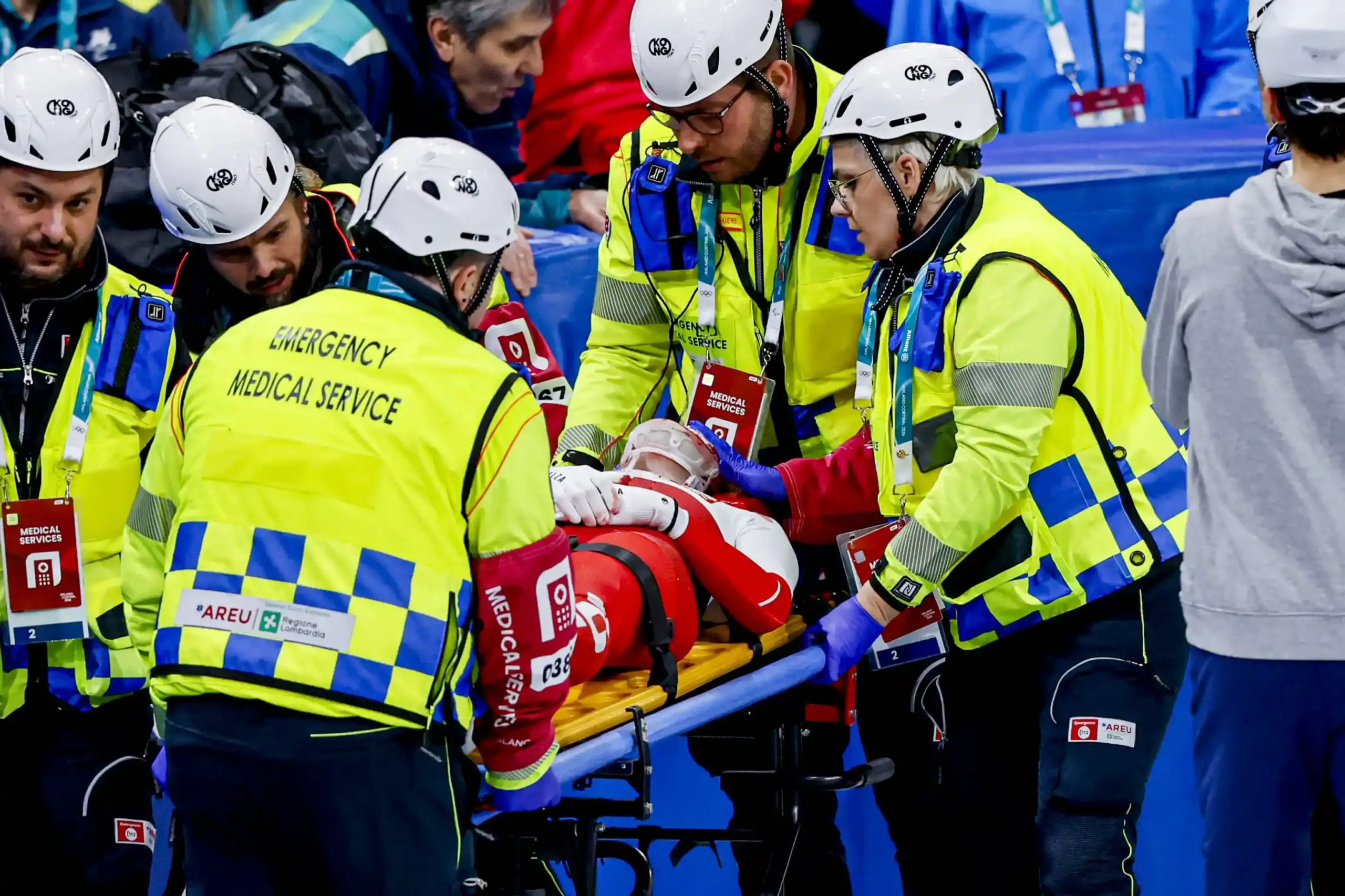 Graphic Moment: Close-up footage captured a Polish speed skater being carried off the Olympic track after a rival’s blade slashed just below her eye