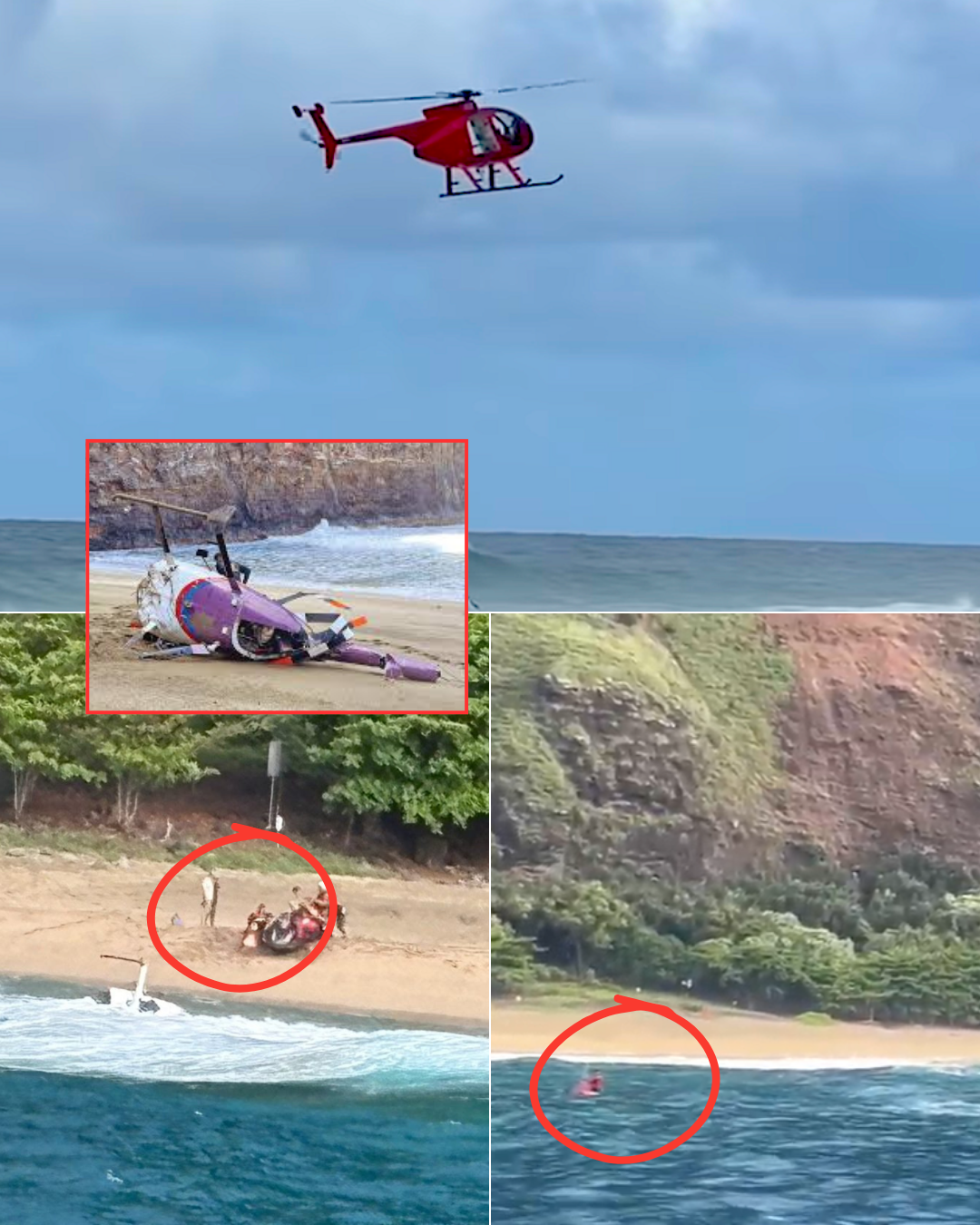 DISTURBING SCENE: Close-up body cam footage shows a woman trying to hand something to one of the two v!ctims who later d!ed in the Kauai helicopter crash