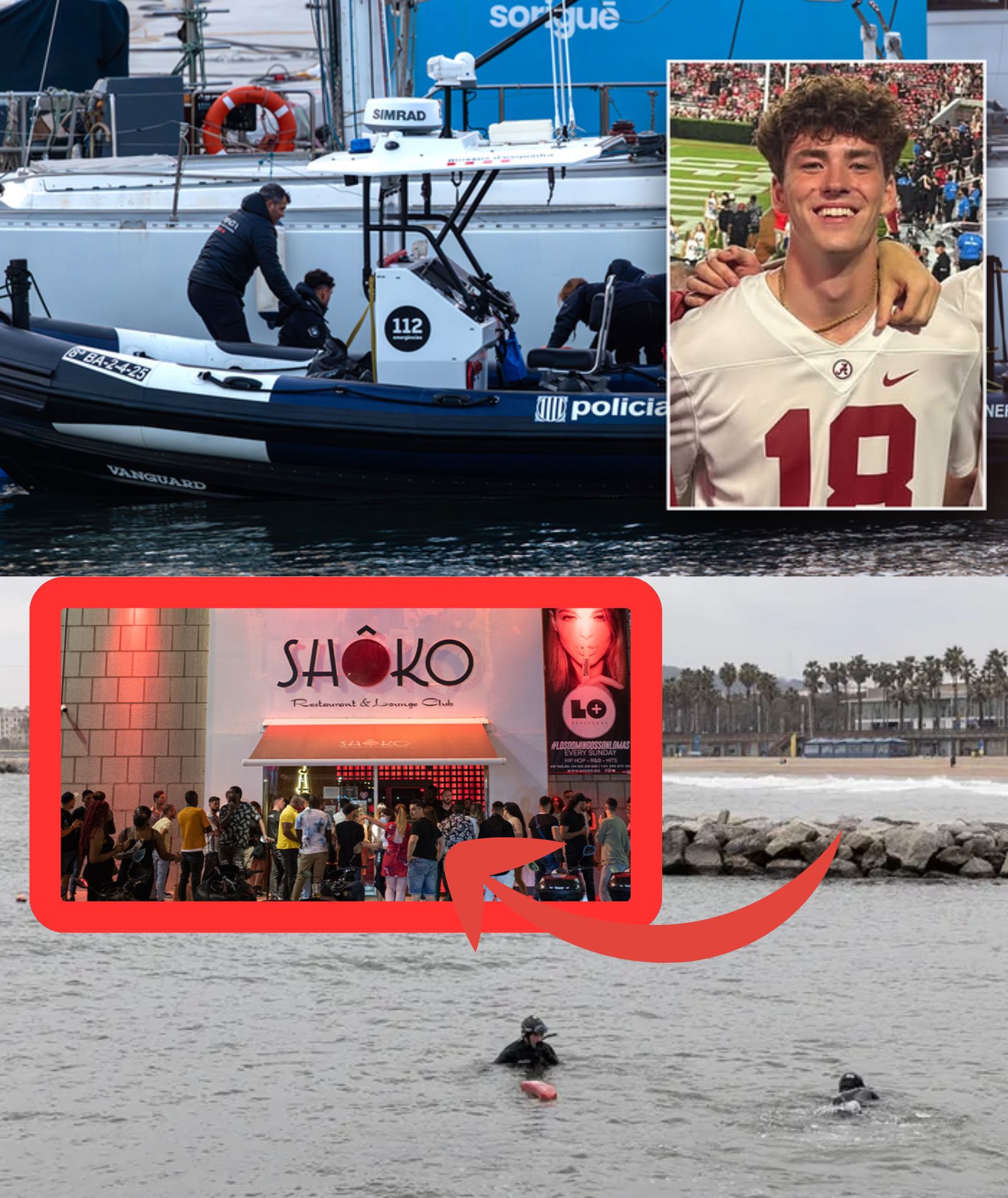 SH;O;C;KING DEVELOPMENT 10 MINUTES AGO: Forensic experts confirm Jimmy Gracey was hurt before entering the water, with his phone recording a wild nightclub scene filled with screams, and police stating they cannot rule out a scenario involving drugging before the incident