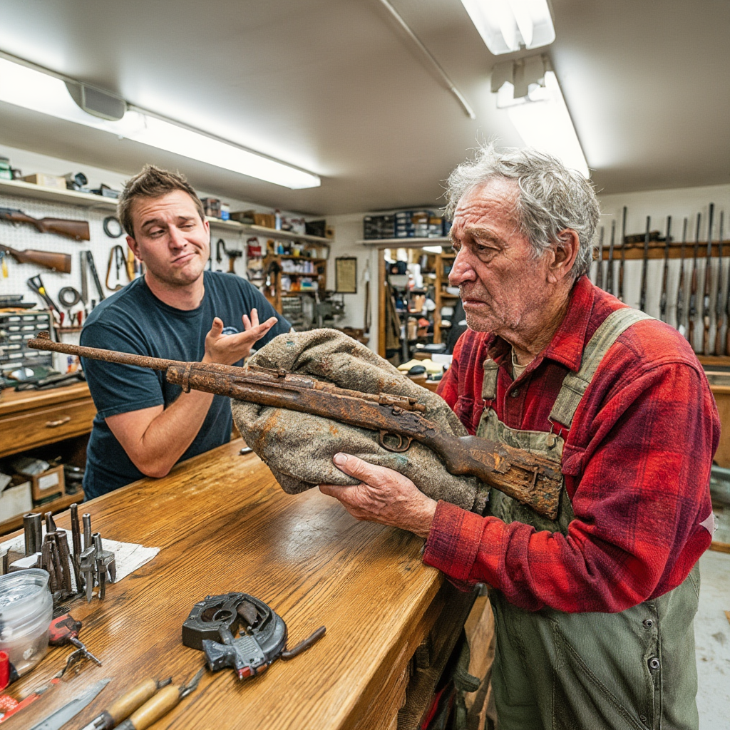 Young Gunsmith Laughed At The Old Rusty Rifle โ Until The Woman Said ‘That Serial Will Shock You’