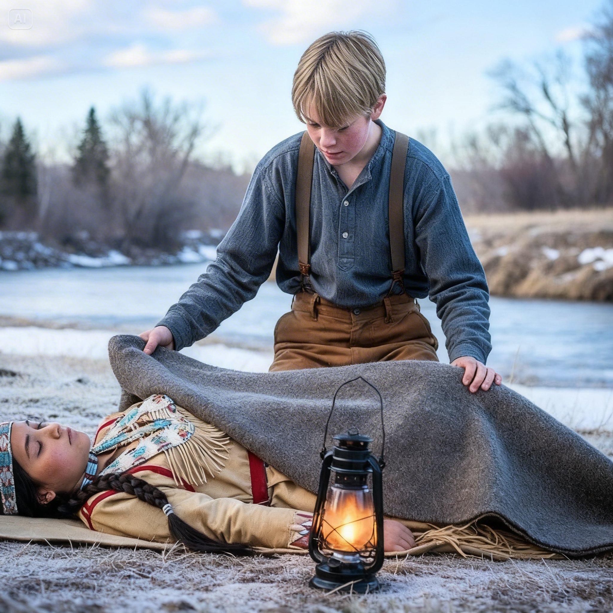 Young Boy Gave His Blanket to a Dying Indian Girl, 700 Warriors Lined Up Outside His Barn  The frost had already begun to soften under the weak dawn sun