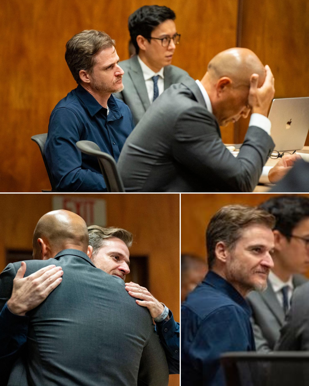 Victory Smile: Gerhardt Konig embraced his lawyer and flashed a triumphant grin after the final trial session, but his wife’s reaction stole the entire moment