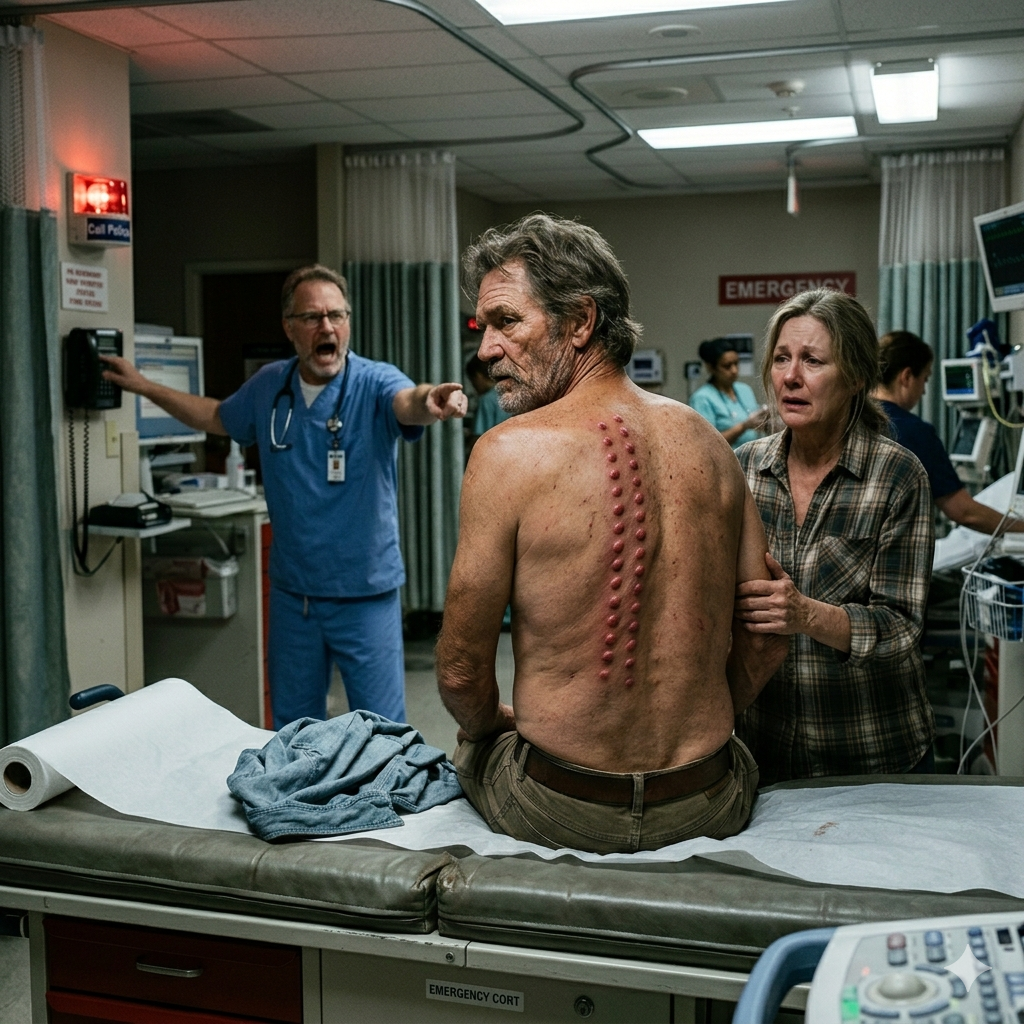 I found thirty red spots on my husband’s back that looked like insect eggs. I took him to the emergency room, but the doctor immediately said, “Call the police!”