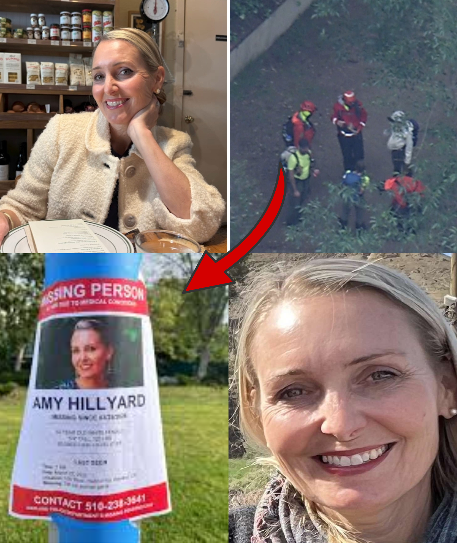 OFFICIAL: Amy Hillyard, an Oakland coffee shop owner, has been found after a period of disappearance, located 33 kilometers west of her home