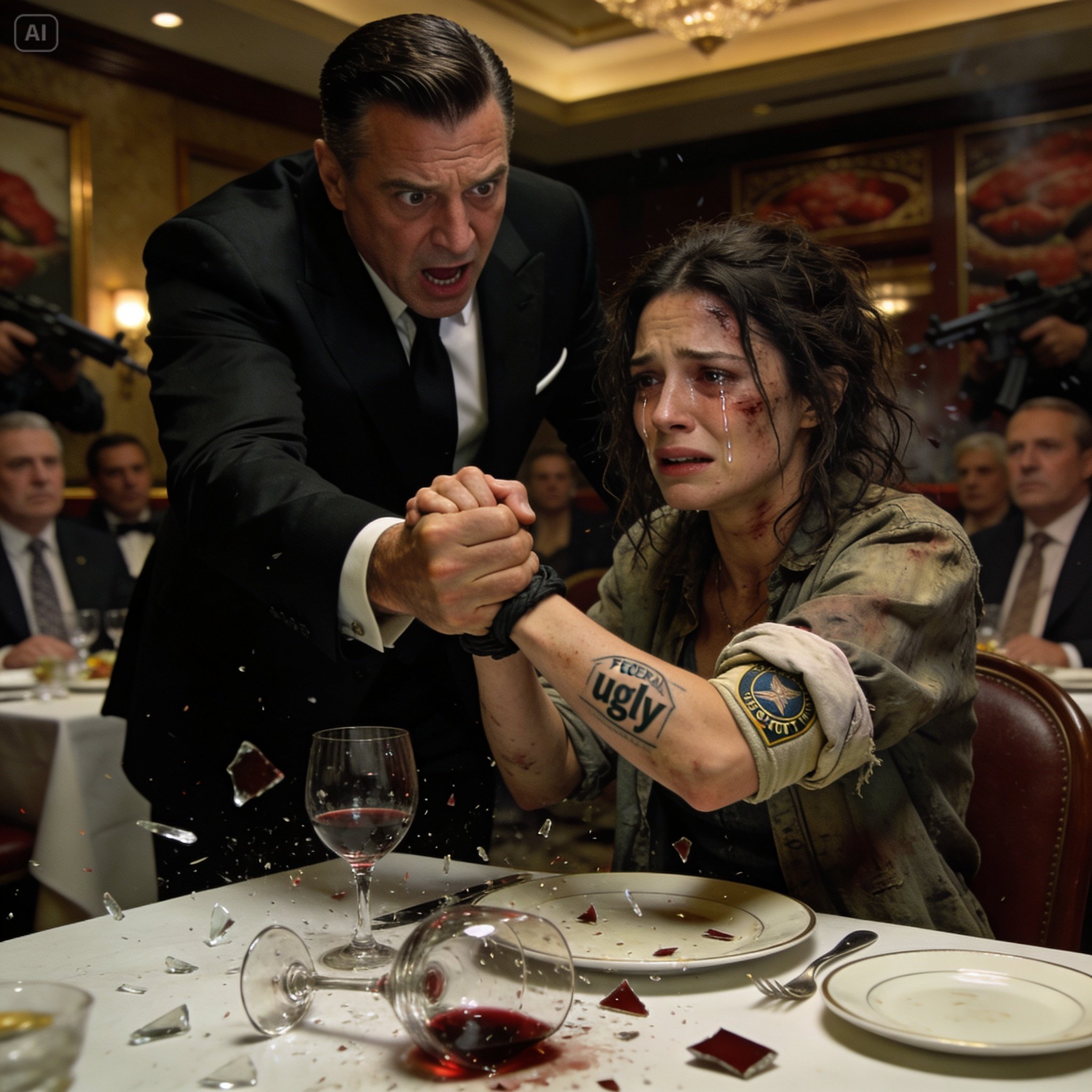 THEY MOCKED THE SCARRED SECRETARY AT THE MAFIA DINNER… UNTIL SHE SHOT THE HITMAN BEFORE ANYONE SAW HIM DRAW