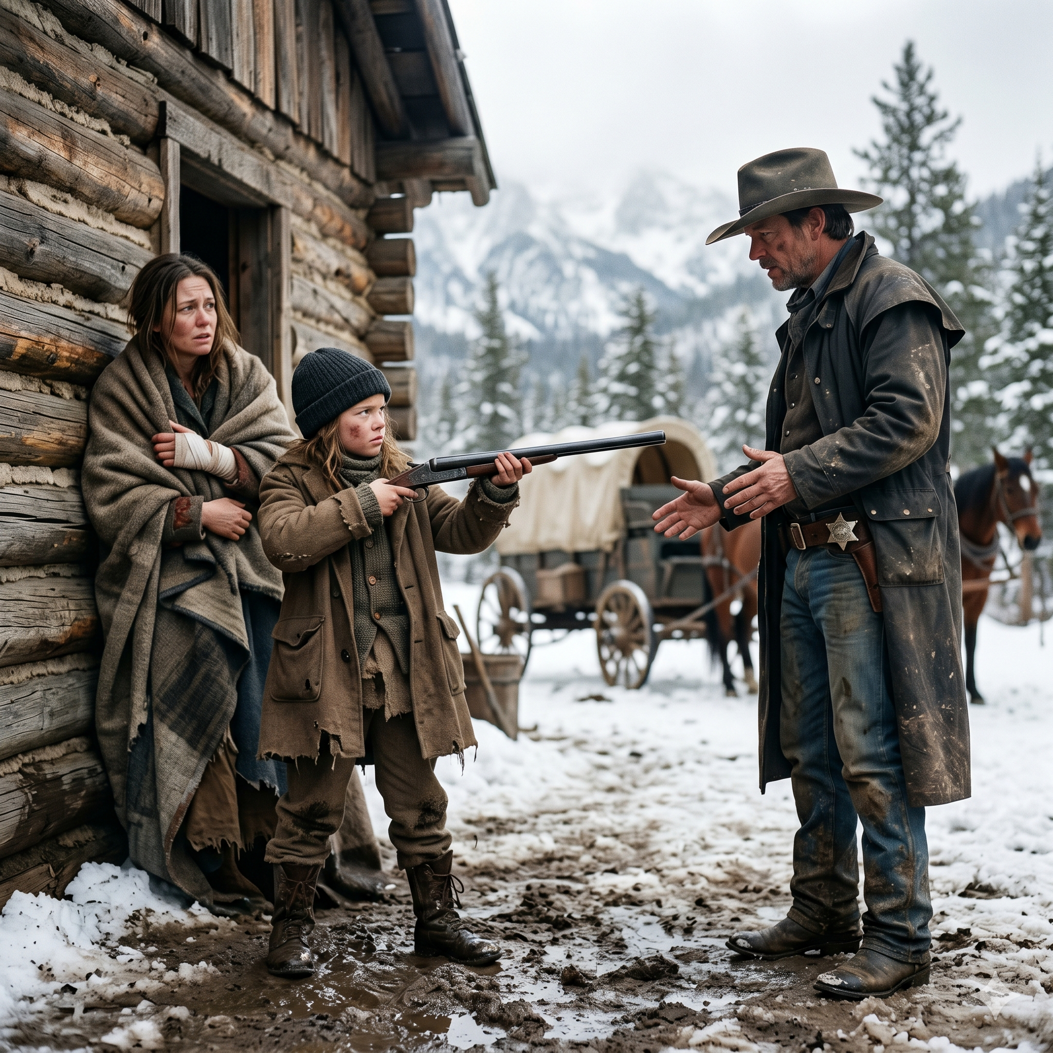 THE LITTLE GIRL AIMED A RIFLE AT THE MOUNTAIN MAN AND SAID, “MEN HURT PEOPLE.” — THEN HER DYING MOTHER WHISPERED A SECRET THAT COULD GET THEM BOTH KILLED…