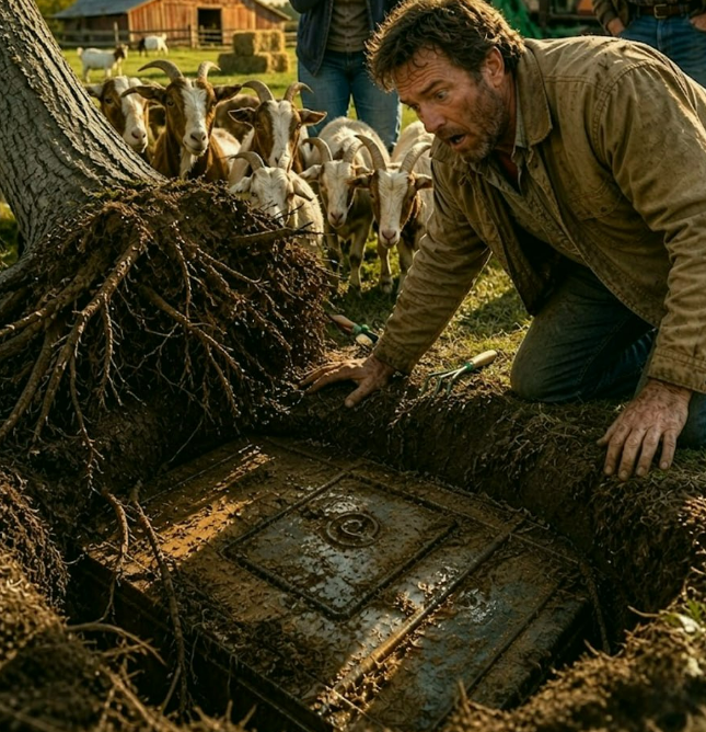 The goats butted against the tree trunk for days, as if signaling something hidden beneath. When the farmer uprooted the tree to unravel this strange behavior, he inadvertently uncovered a secret that shocked and terrified the entire farm