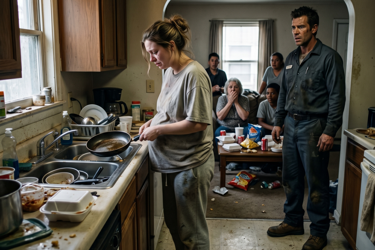 THE 10:15 PM KITCHEN COLLAPSE: I Came Home Exhausted and Found My Pregnant Wife Scrubbing Dishes While My Family Laughed…