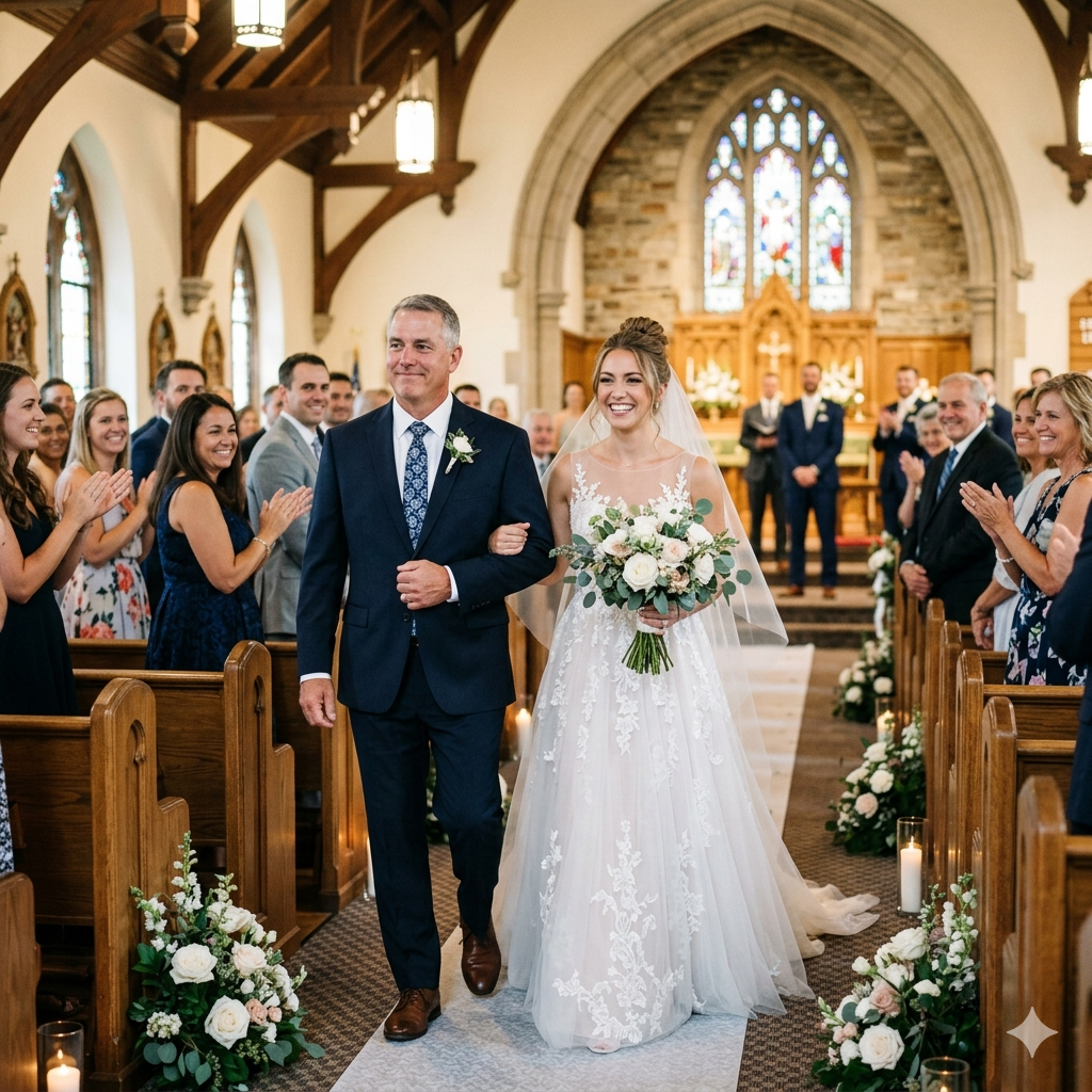 But when the church doors opened and he saw the billionaire rancher who had stepped into his place, the smile vanished from his face before I even reached the first row.