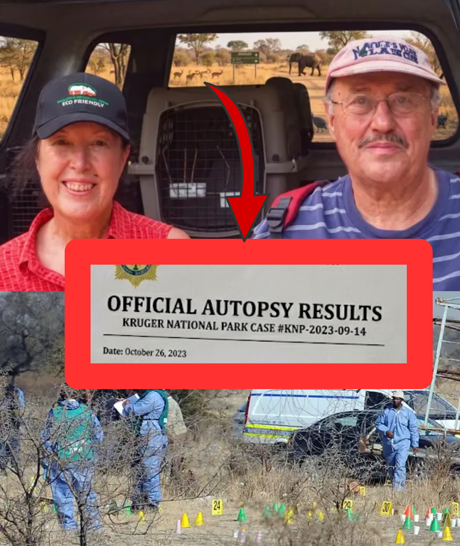 OFFICIAL 212-WORD AUTOPSY REPORT RELEASED in the case of two tourists found dead in Kruger National Park, with details about a man bringing renewed attention to the investigation