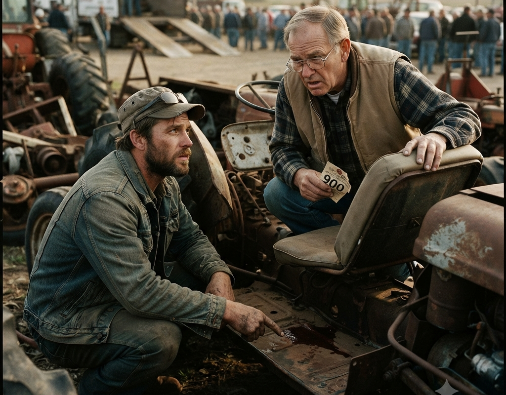 The Auctioneer Couldn’t Give Away the Broken Tractor — I Bought It for $900 and Found Blood Under the Seat