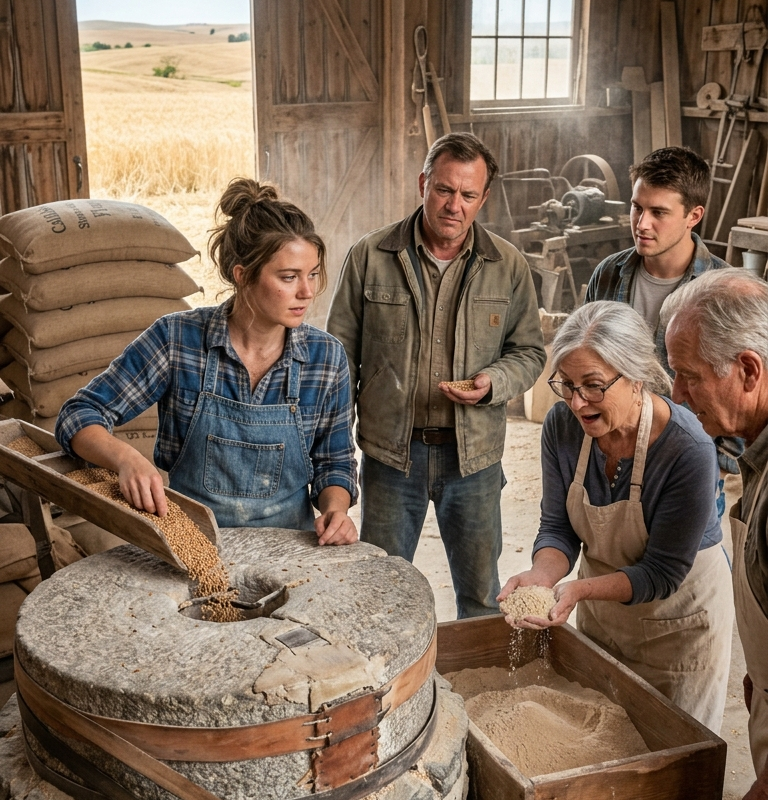 They Called Her Wheat “Animal Feed” — Until Her Broken Stone Mill Made the Flour Bakers Fought Over