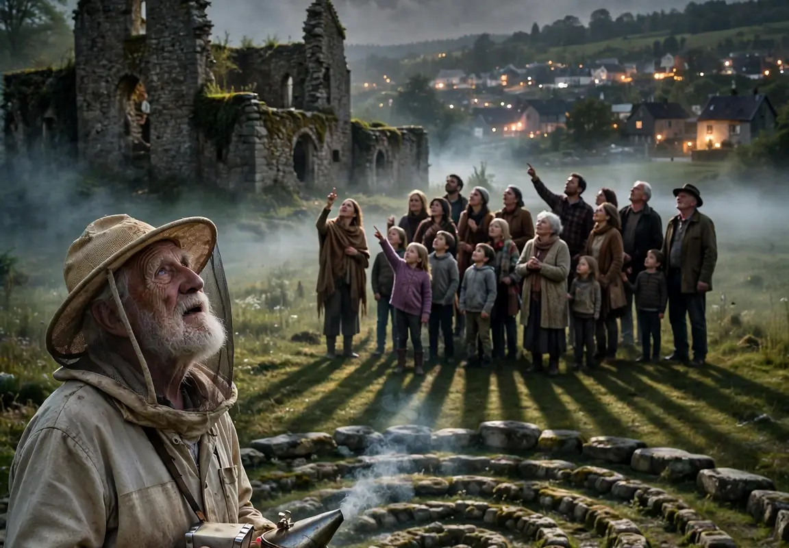 For months, the elderly beekeeper quietly removed stones from the ancient wall behind the church and carefully rebuilt them in the middle of his empty field. The entire town believed he had finally gone mad—until the solar eclipse at the end of the following summer changed everything.