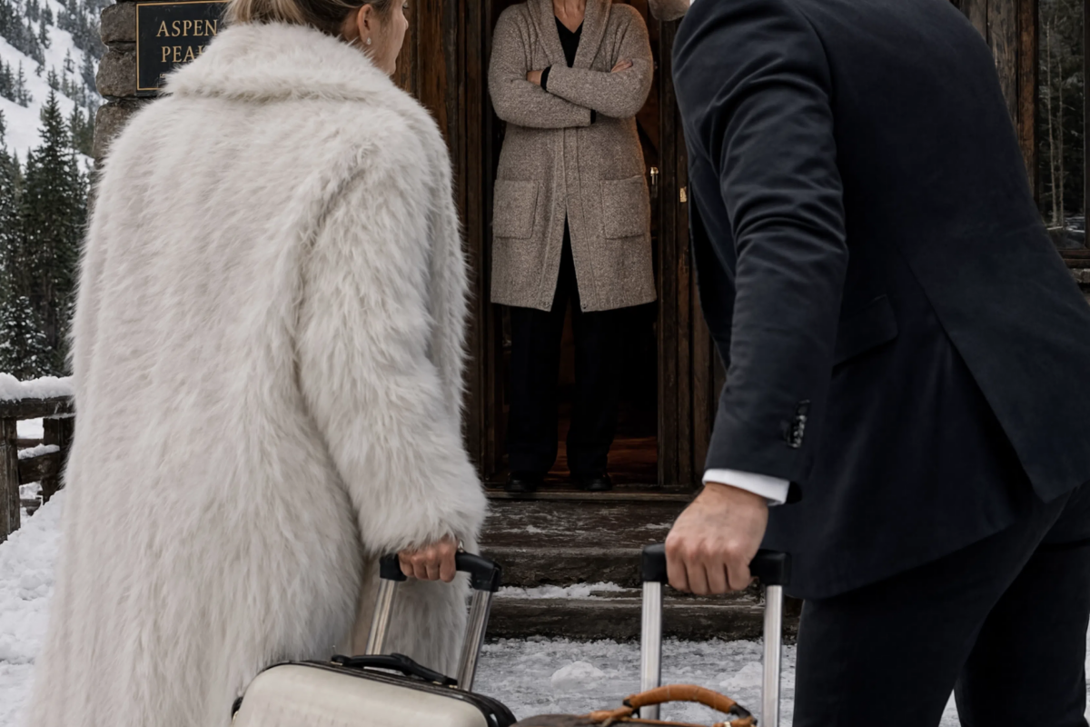 My daughter-in-law arrived uninvited with suitcases, convinced my new Aspen cabin was now hers. I didn’t argue—I just let them walk inside. Seconds later, everyone froze.