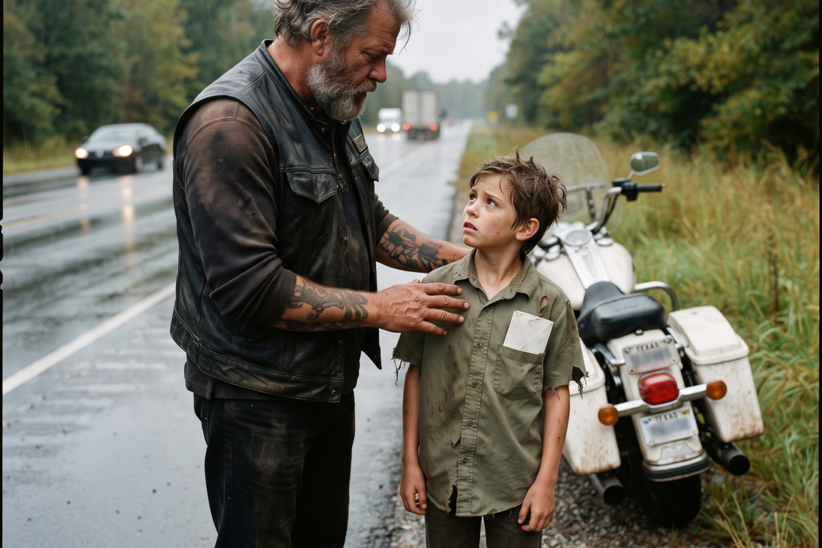 I’m a 250lb biker with a reputation that keeps people away. When I found a 10-year-old walking 3 miles alone in the dark, I broke down.