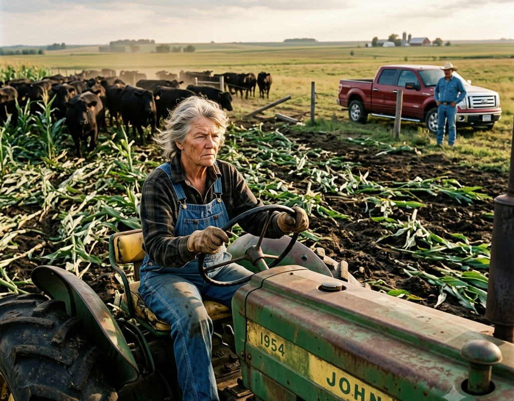Forty-seven massive, jet-black bulls stormed through Margaret Ellis’s cornfield like a gale. Their heavy hooves trampled and crushed the lush green corn that the 73-year-old woman had personally planted into the muddy ground. Beyond the broken fence, Victor Hammond—the wealthy neighbor who owned thousands of acres—leaned against his bright red pickup truck and smiled