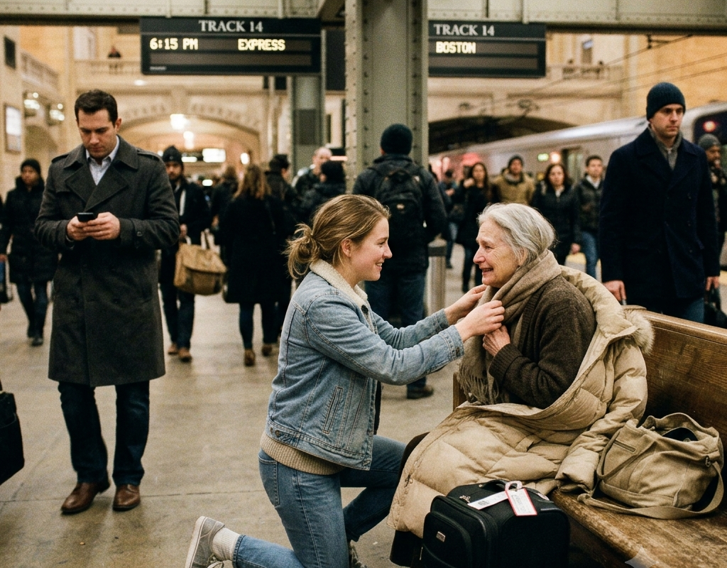 Warmth in the Freezing Crowd: A Simple Act of Mercy That Stunned Grand Central”