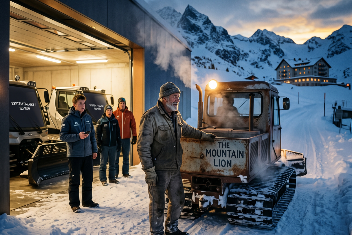 They Laughed When the Old Mechanic Bought Back a Rusted Snowcat — Then the Mountain Hotel Needed It by Sunrise