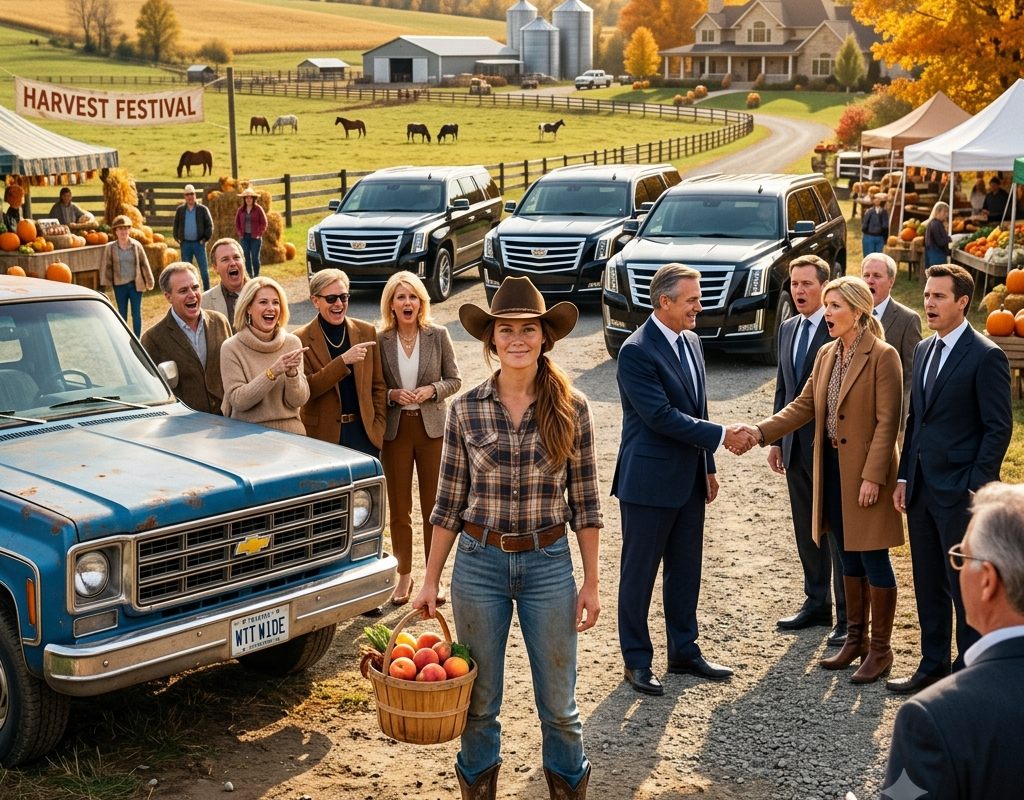They Laughed at the Muddy Farmer… Until Black SUVs Arrived and Called Her “Madam Chairwoman”