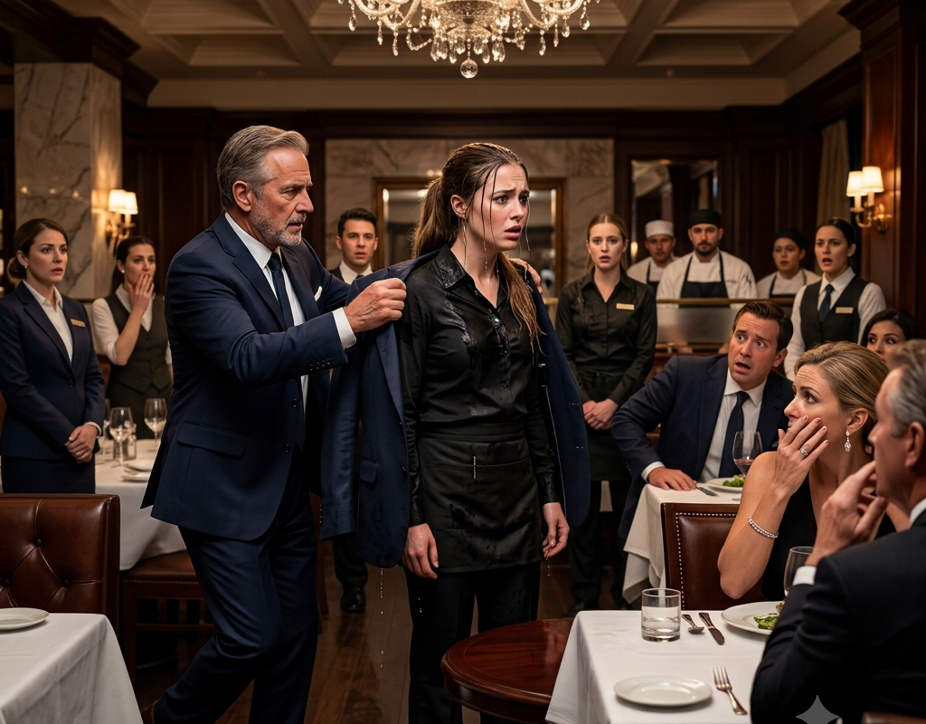 A Wealthy Customer Threw Water in a Waitress’s Face—Seconds Later, the Restaurant Owner Walked In and Called Her “My Daughter”