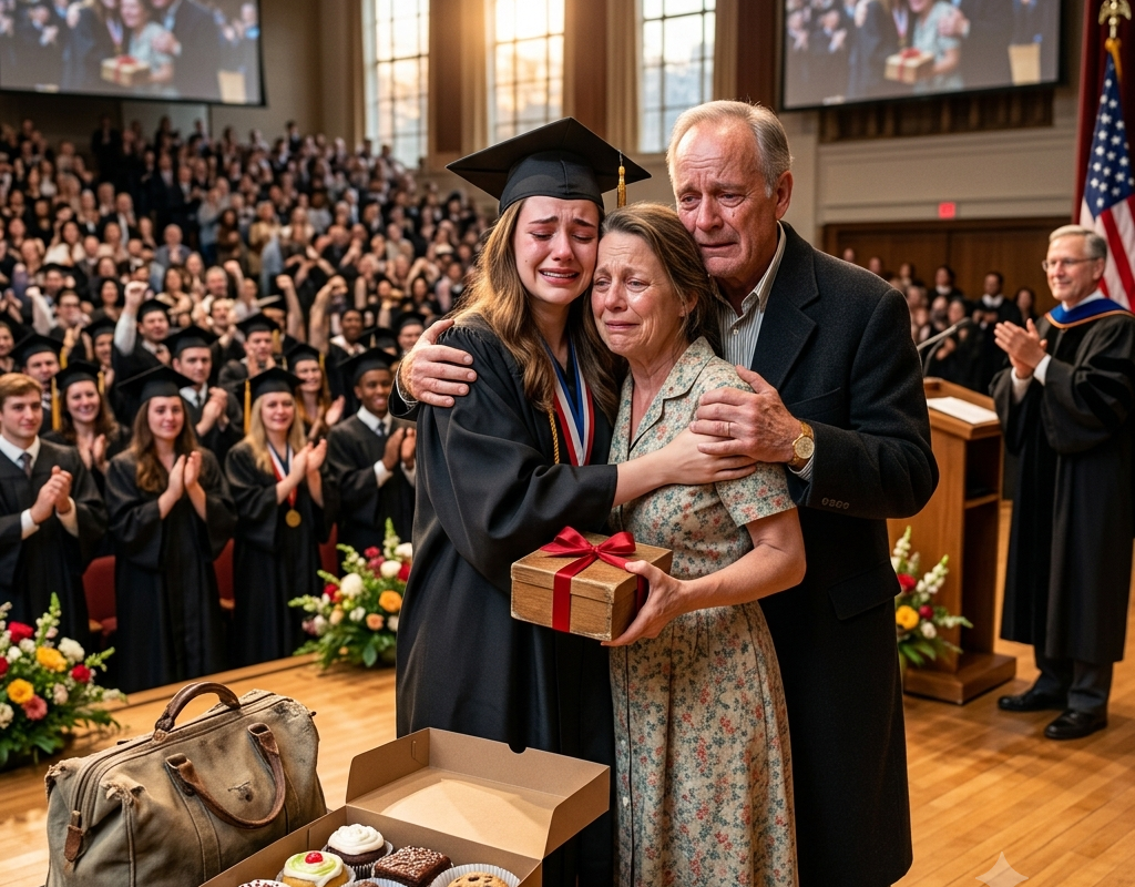 She Was Stopped at the Graduation Ceremony Entrance Because She Looked Poor—Minutes Later, Thousands of People Stood Up and Applauded the Cake Seller