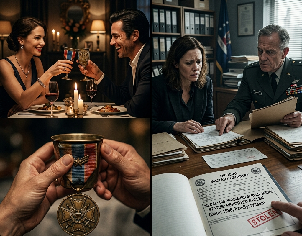 He Let His Mistress Toast With My Father’s War Medal Cup — Then the Military Registry Proved It Was Stolen