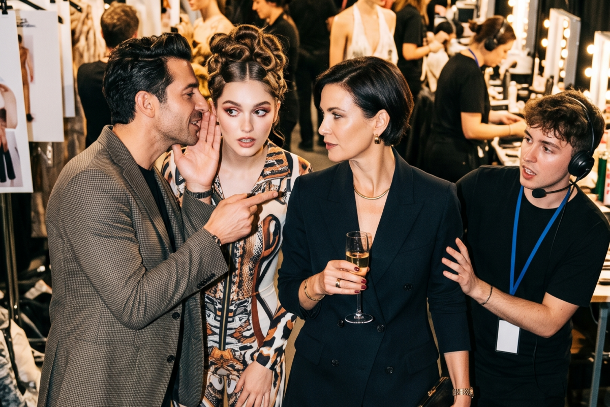 My husband is a fashion designer. Backstage at Fashion Week, he tells a model “Ignore her, she has no style, she’s just my wife.”