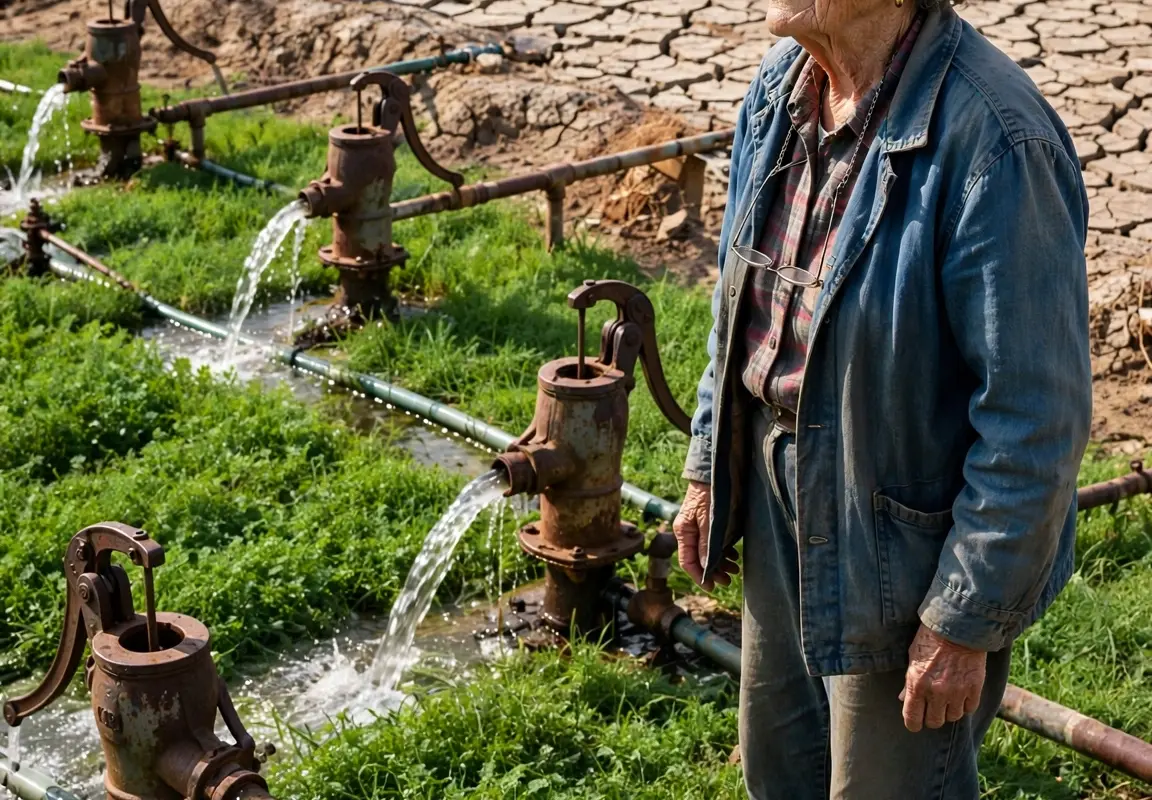 Everyone mocked the old woman for buying worthless old water pumps from a scrapyard… until the groundwater disappeared, every well ran dry, and the desperate villagers lined up outside her home