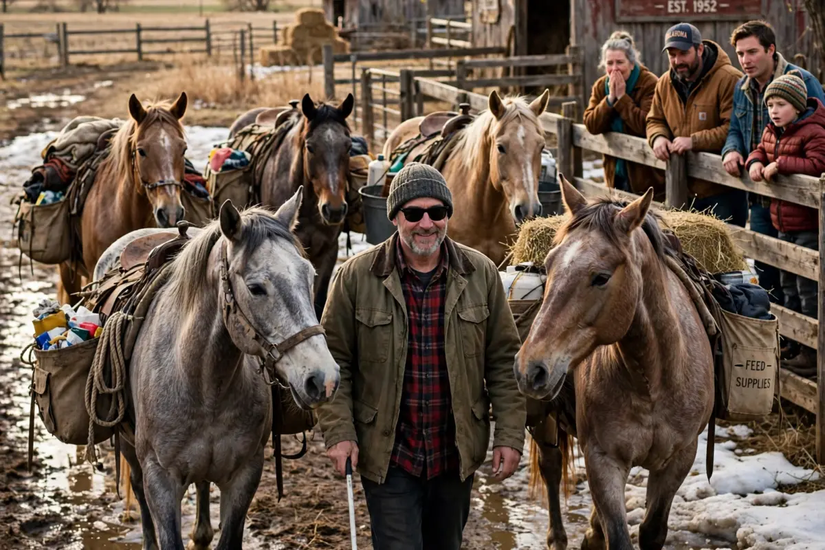 Everyone doubted a blind man could care for a herd of retired horses, until the final day of winter revealed the incredible transformation no one saw coming