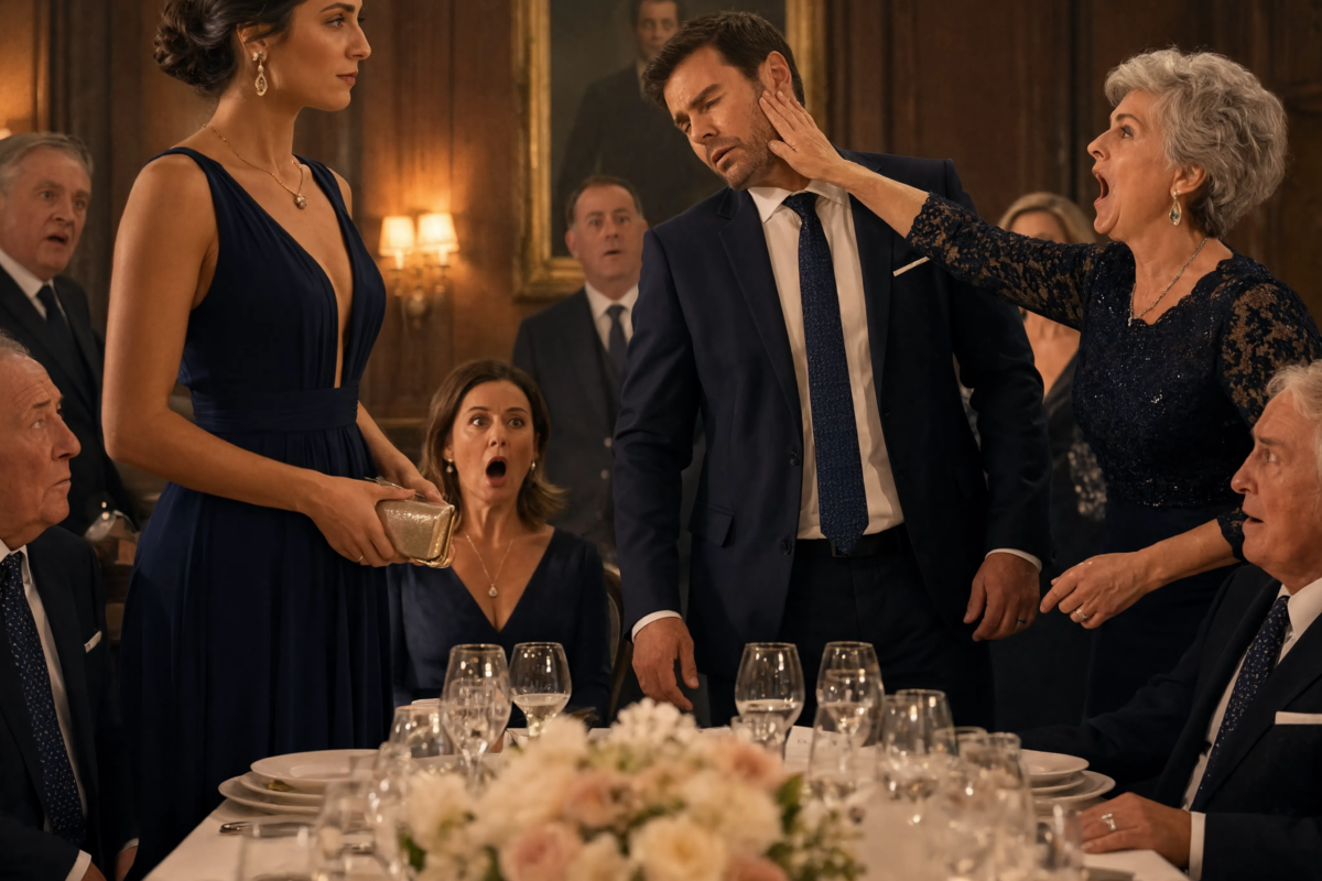 On our wedding anniversary, my husband stood up smiling and handed me divorce papers in front of both families, certain I’d beg him to stay… but what I pulled from my purse made his own mother slap him across the face