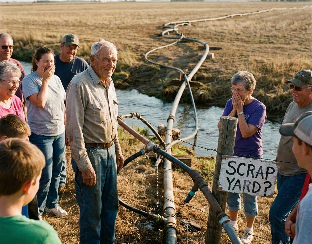 Villagers mocked the old farmer for collecting discarded irrigation parts, until spring arrived and revealed the incredible structure he had built entirely by hand