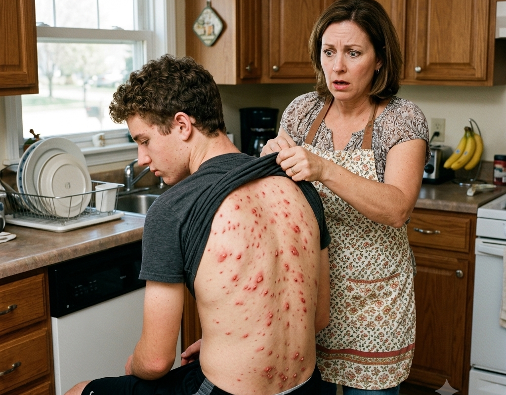 My son had been home from Christmas at my mom’s for less than ten minutes when I knew something was wrong. He wouldn’t stop crying. Not the tired, cranky kind—he was shaking so badly he could barely breathe. When I finally pulled his sweater over his head, my stomach dropped. His back was covered in angry red marks, some already turning purple. I reached for my phone to call my mom… then froze. Because suddenly, I couldn’t stop thinking about the Christmas cookies she’d baked that morning.