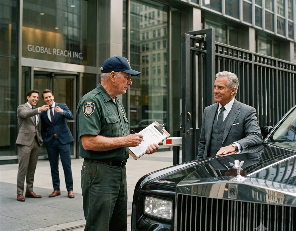 Everyone Mocked the Old Guard for Blocking a Luxury Car… Until They Learned He Owned the Company