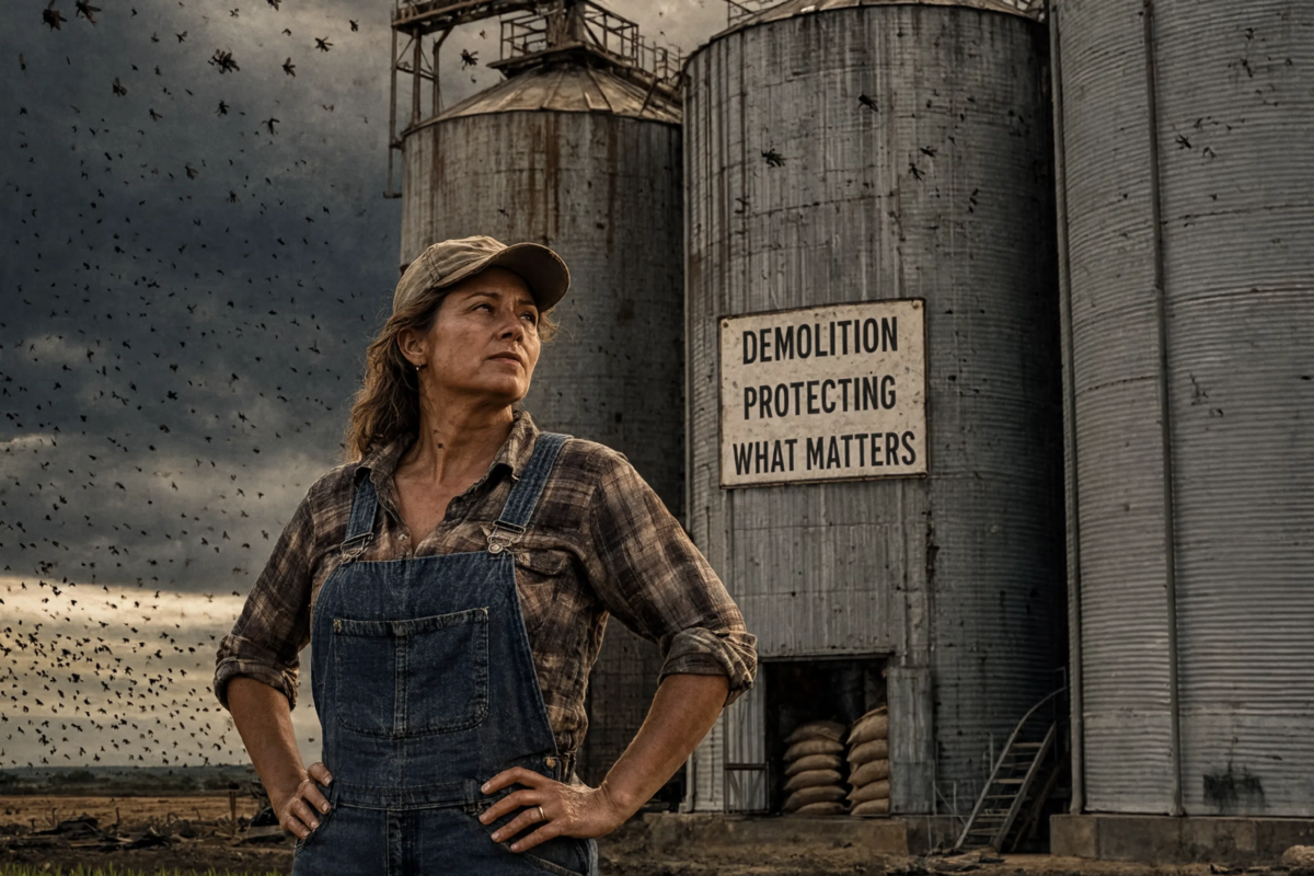 She bought crumbling silos everyone else wanted demolished… then a devastating locust invasion turned them into the barrier that protected the only field left untouched