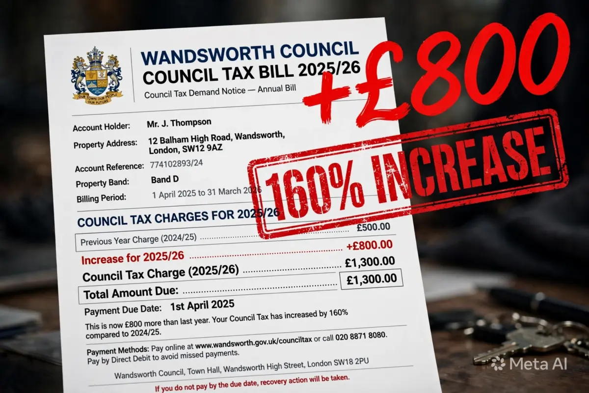 UK Council Tax SHOCK: Wandsworth is planning a 160% rise – that’s +£800 a year for an average home.